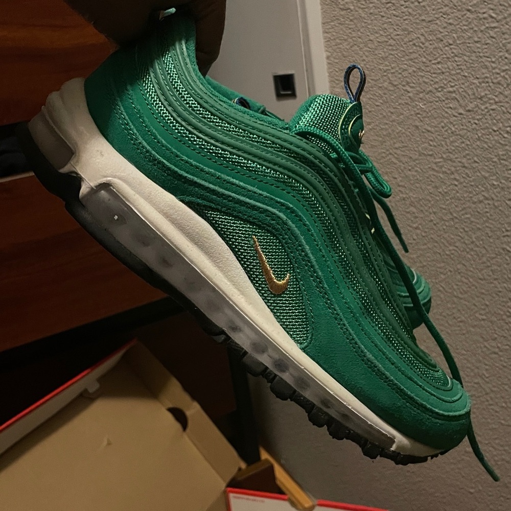 Nike Air Max 97 in Green with Gold Swoosh